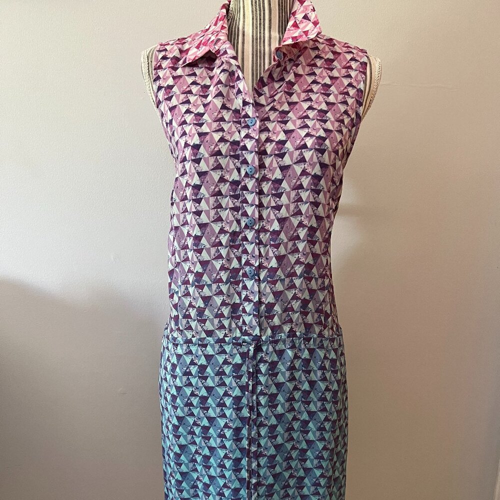 Abstract Silk Shirt Dress